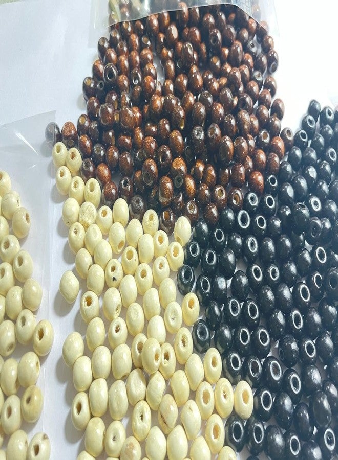 OMX 10mm, Round Wooden Beads for Jewellery Making, Beading & Art Craft Work (Mix of Black Off White & Dk Brown, 10mm, 300 Pc, 100 Gram) - Image 1